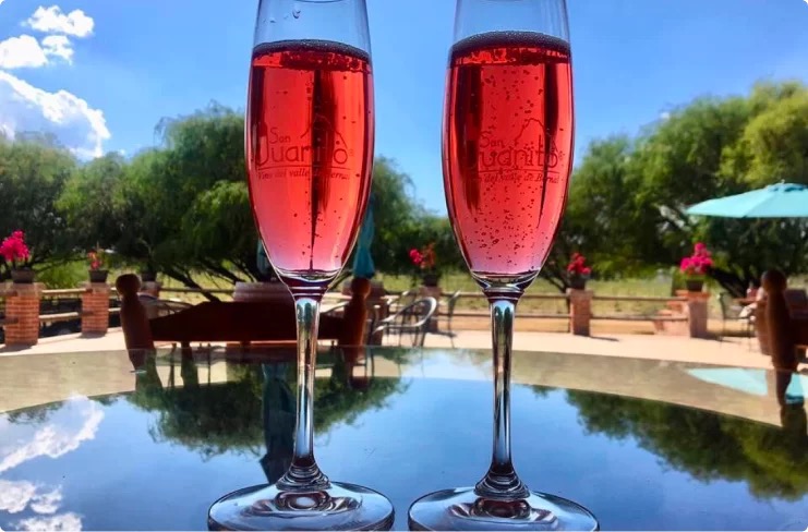 Vino rosado en terraza